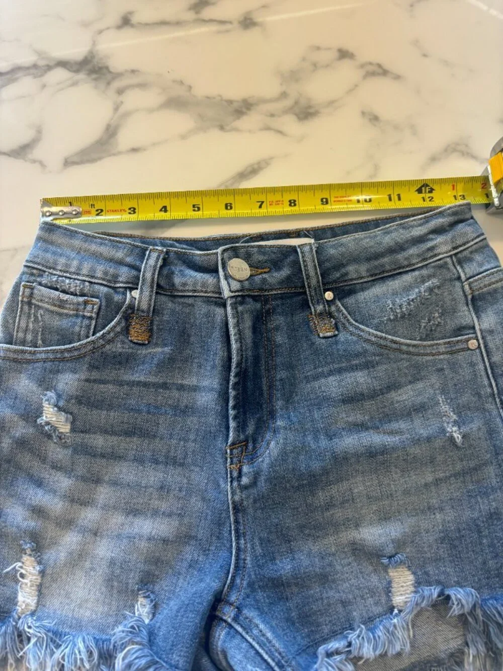 Risen Jeans Distressed Cutoff Shorts Size 0 Medium Wash High Rise
